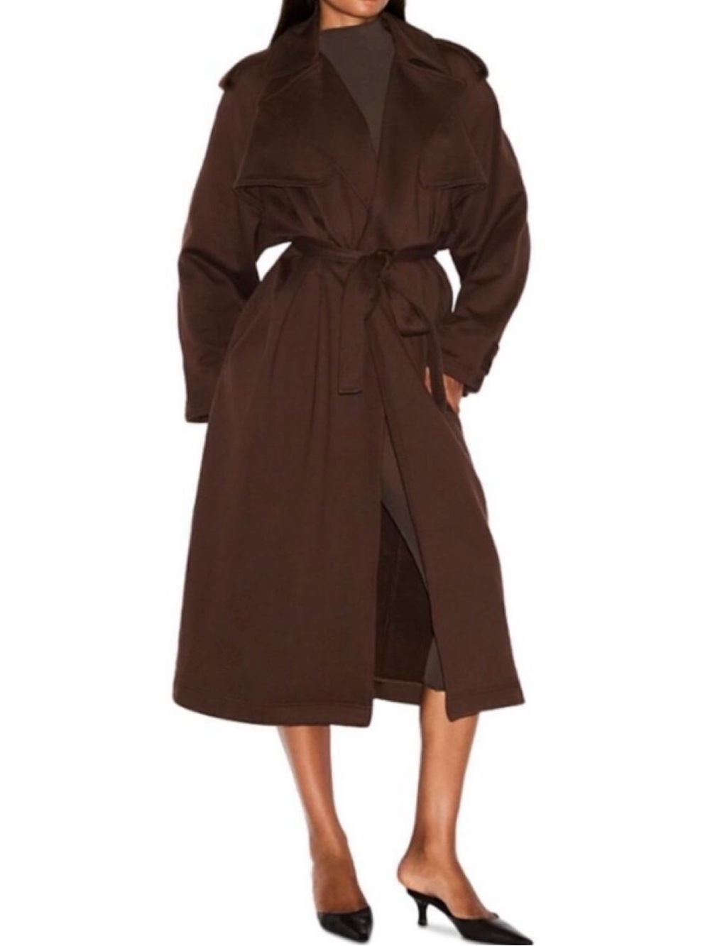 🤎 SKIMS Boyfriend Fleece Trench Coat | Espresso | XS | NWT 🏷️